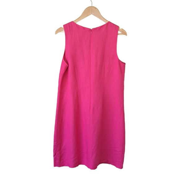 ELIZA J Hot Pink Linen Gold Lace Sleeveless Shift Dress Size 12 Preppy Party - Picture 8 of 10